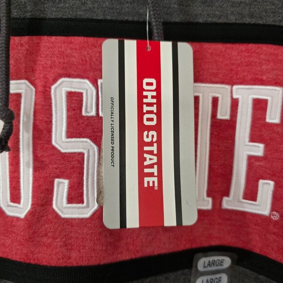 Men's Ohio State Buckeyes Pullover Hoodie Embroidered Gray Red Sz Large NWT - Picture 2 of 10